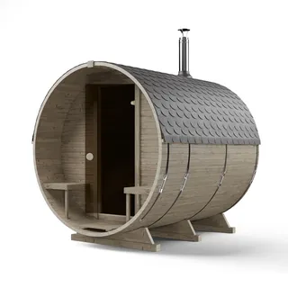 AZS-ENGINEERING Fasssauna Gartensaunas Garten Outdoor Sauna aus Fichtenholz – Verschiedene Größen (2–6 Personen) – mit Holzofen ETNA