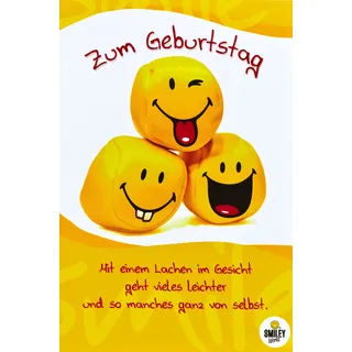 bsb - Herzlichen Glückwunsch Karte zum Geburtstag 11,5 x 17,0 cm - lustige Geburtstagskarte mit Umschlag - schöne Geburtstagskarten für Frauen & Männer - Glückwunschkarte mit Smileymotiv