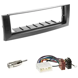 Einbauset : Autoradio 1-DIN DIN Radioblende Radio Blende Halterung schwarz + ISO Radioanschlusskabel Radio KFZ Adapter + Antennenadapter für Mitsubishi Colt (Z30/Z30G/Z3B/Z3V) 01/2004-10/2008