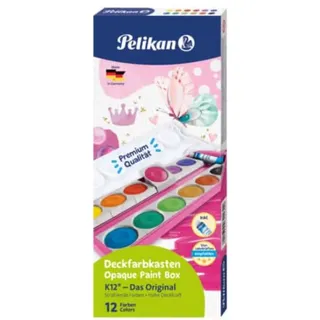 Pelikan Farbkasten K12® Pink/Glitzer inkl. Deckweiß, 12 Farben