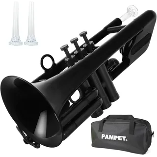 PAMPET Sea Lion Professionelle Bb-Trompete aus Kunststoff, Standard-Trompeten-Set für Studenten, Anfänger, B-Trompete, Instrument (schwarz)