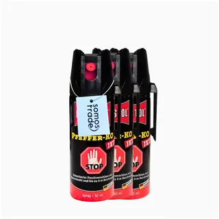 SomosTrade | Pfeffer-KO Jet | KO Pfefferspray Jet | 50ml Spray | Verteidigungsspray gegen Tiere | bis zu 4 m Reichweite | mit Panikverschluss | (3 x Pfeffer-Ko Jet 50ml Spray)