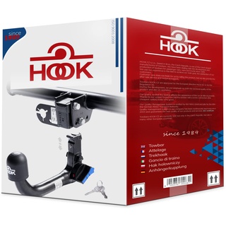 Hook vertikal abnehmbare AHK Anhängerkupplung kompatibel mit BMW 5er F10 Stufenheck Limousine 2010-2016 + universell Elektrosatz 13-polig