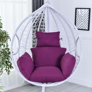 Egg Chair Loungesessel aus Rattangeflecht mit weichem Kissen, Outdoor/Indoor mit höhenverstellbarem Knopf für Hinterhof, Garten, Balkon, Rasen, Wohnzimmer (Color : Purple)