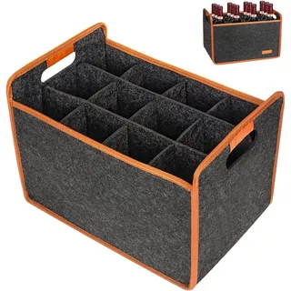 Guozyly Flaschenträger Flaschentasche, Flaschentasche mit 12 Fächer, Flaschen Tasche aus Filz Wiederverwendbare Tragetasche mit Trennwänden Flaschen (A- 12 Fäche)