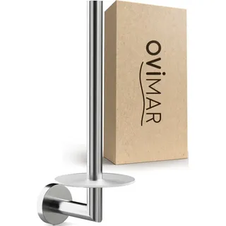 ovimar Toilettenpapier-Ersatzrollenhalter Skodsbol zum Bohren für 2 Rollen, aus Edelstahl und Glas, Silber