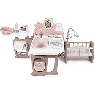 Smoby Toys - Baby Nurse Puppen-Spiele-Station - XXL Puppen-Spielcenter mit Puppenbett, Badewanne & Essbereich (zusammenklappbar) - für Kinder ab 3 Jahren, Kunststoff, Mehrfarbig