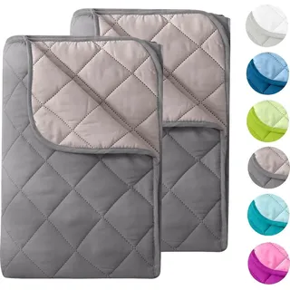 Wometo 2 Stück Microfaser Sommer Steppbett 135x200 - grau und hellgrau I oekoTex I kochfest 95° i Leichtsteppbett für Camping - Grau