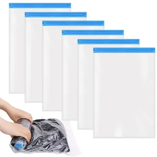 5 wiederverwendbare Vakuumbeutel Reise zum Rollen, 40x60cm Travel Vakuumbeutel für Kleidung: Vakuum Kleiderbeutel, Kleider Vakuumierbeutel zum Rollen per Hand ohne Staubsauger