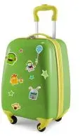 For Kids - Kindergepäck + reflektierende Aufkleber Monster, Kinderkoffer, Hartschalenkoffer für Kinder, Handgepäck, 24 Liter, Apfelgrün