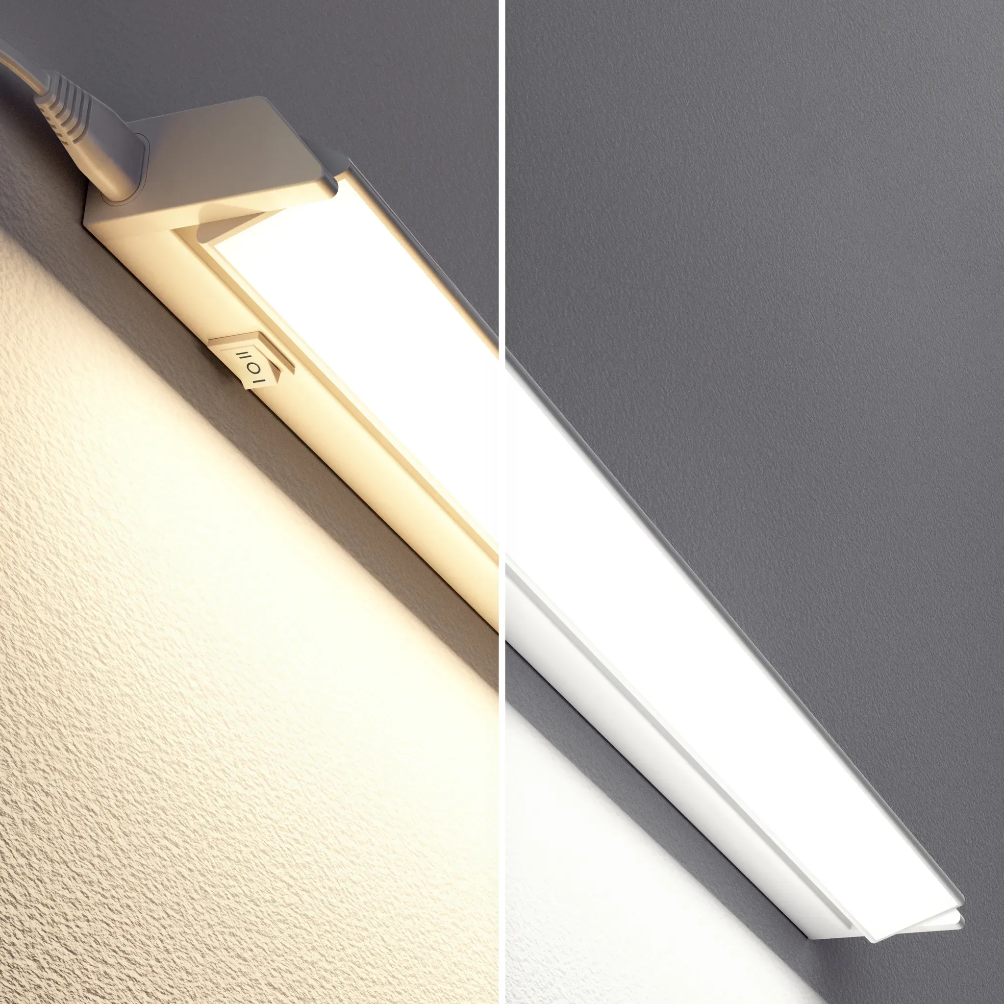 ledscom.de LED Unterbauleuchte LIWO 58cm, mit Anschlusskabel, schwenkbar, 958lm, warmweiß/weiß