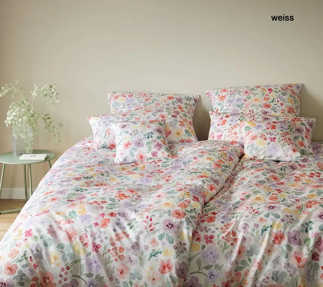 Elegante Mako-Jersey Bettwäsche Gentle - 135x200 cm + 40x80 cm	weiss