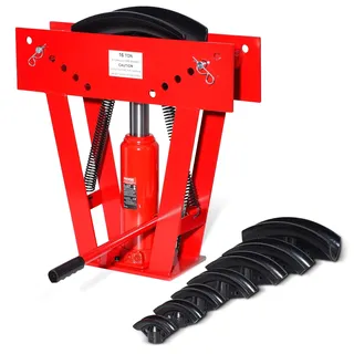 VEVOR Rohrbiegemaschine hydraulisch, 16 Tonnen Rohrbiegegerät, Rohrbieger mit 8 Matrizen (1/2, 3/4, 1, 1-1/4, 1-1/2, 2, 2,5, 3 Zoll), 90-180° verstellbaren Rollen zum Biegen verschiedener Metallarten