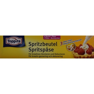 Toppits Spritzbeutel mit 3 Deko-Tüllen Weiß, 10 Stück