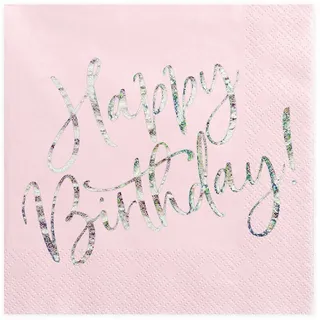 Party Deco Servietten Happy Birthday, rosa