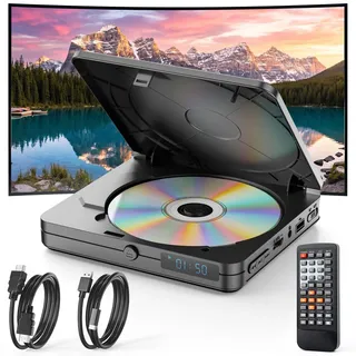 Timzeit DVD Player für Fernseher, Mini DVD Player HDMI mit 1080P Upscaling, All Region Free, mit USB 2.0-Anschluss und Fernbedienung, Breakpoint Speicher, für Smart TV, integriertes PAL/NTSC