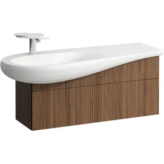 Waschtischunterbau, ILBAGNOALESSI, 321x994x442, 1 Schublade, integrierte, versteckte Griffe seitlich, Vollauszug, Soft-Close, Siphonausschnitt links, passend zu Waschtisch H814973, Weiß matt