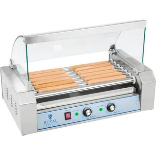 Royal Catering Hot Dog Grill Hot Dog Gerät Hotdog Rollen Grill Edelstahl 1400 W, 7 Rollen,