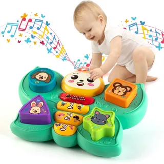 Felly Musik Spielzeug für 6-18 Monate, Baby Montessori Spielzeug mit Licht & Musik, Motorikspielzeug Lernspielzeug Babyspielzeug ab 1 Jahr für Mädchen Jungen Kleinkind, Schmetterling