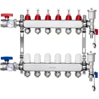 Vevor 6 Heizkreise Heizkreisverteiler Fußbodenheizung,