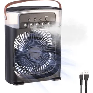 Sichler Haushaltsgeräte USB-Tischventilator mit Ultraschall-Vernebler, Timer & Nachtlicht