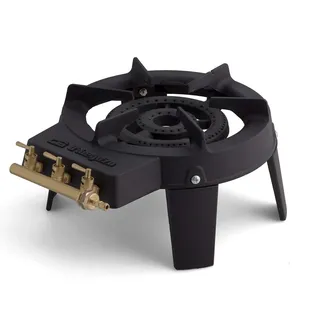 Orbegozo FO 6500 - Gaskocher aus Gusseisen, gegen hohe Temperaturen resistente Oberfläche, drei unabhängige Brennbereiche, 18 cm Durchmesser, vierfacher Kranz