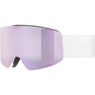 Uvex provoqe FM - stylische, verspiegelte Skibrille mit Anti-Fog-Beschichtung und Over-The-Glasses-Konstruktion für Damen und Herren - white matt/rose-clear - one size