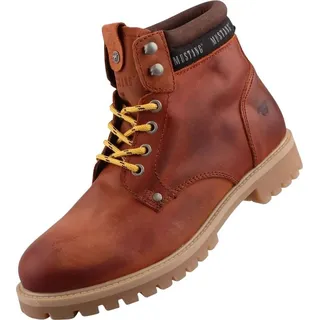 Mustang Herren Leder Stiefel Braun - Hellbraun