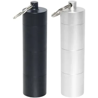 2 Stück Mini Salzstreuer Für Unterwegs, Outdoor – Kleine Wasserdichte Gewürzdose aus Alu mit Karabiner für Camping, Grillen, Reisen