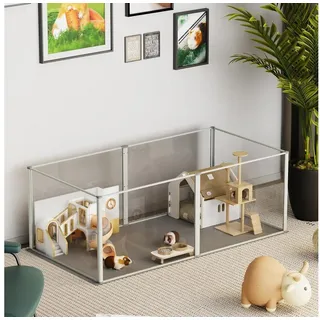 BingoPaw Acryl Kleintier Laufstall 6-tlg Indoor Freigehege 124x63x40 cm