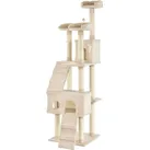 Kratzbaum Amy Beige – Katzenbaum mit Höhlen, Liegeflächen, Leitern & Sisal-Stämmen