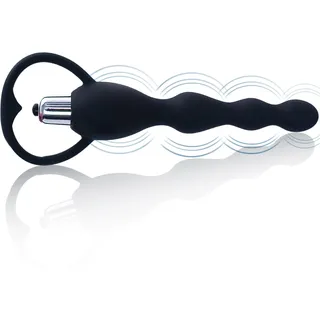 Prostata Stimulation Männer 16.5 cm Anal vibrator Anal Kugeln mit Vibration Analkugeln für Frau und Männer Prostata Vibration bequemer Zuggriff Zartes Silikon Schwarz Anal Kette und Vibrator A44-4 (S)