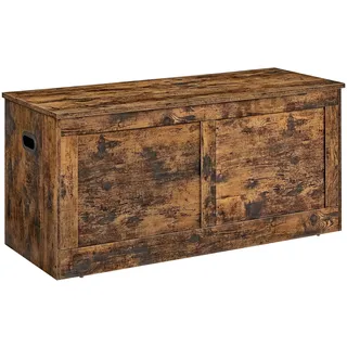 VASAGLE Storage Chest, Storage Bench, Blanket Box with 2 Safety Hinges, Shoe Storage Bench, Barn Style, 40 x 100 x 46.5 cm, for Hallway, Bedroom, Living Room, Rustic Brown LSB164K01