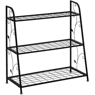 STILISTA Pflanzenregal aus Metall für Indoor und Outdoor, Blumentreppe, verschiedene Modelle, 3 Ablagefächer