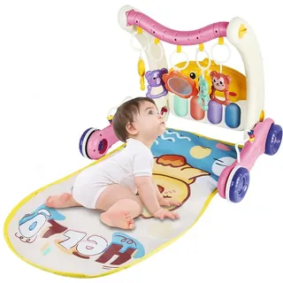Lauflernhilfe für Babys, 2-in-1, skalierbar, sitzend und stehend, Lauflernhilfe für Babys, Jungen, Mädchen, mitwachsend, 2-in-1, Rosa
