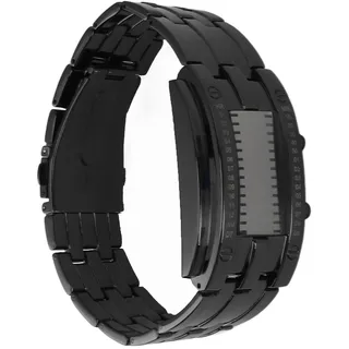 Blaue LED-Digitaluhr, Dual-Line-Binäruhr, Kreative Modische Schwarze, Wasserdichte Armbanduhren mit LED-Hintergrundbeleuchtung