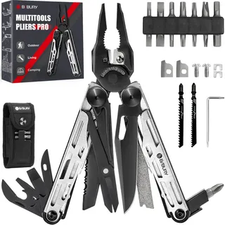 Geschenk für Männer, BIBURY Multitools, Outdoor Multi Tool Faltbare Zange mit Verbesserter Schere & Schraubendreher, Edelstahl Multitools mit Nylontasche, Weihnachtsgeschenke für Papa