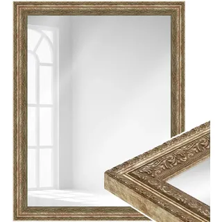 WANDStyle großer Spiegel Bronze, Barock Spiegel, großer Wandspiegel Vintage 61x111 cm, Ganzkörperspiegel, Hängespiegel groß, Badspiegel Holz, Flurspiegel Wand, Mirror E024 - Made in Germany