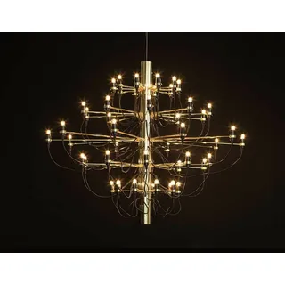 Großer Edelstahl Bauhaus Kronleuchter mit 50 Brennstellen.Ø 110 cm Gold