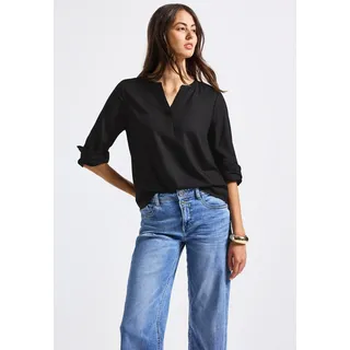 STREET ONE Langarmbluse STREET ONE, Damen, Gr. 46, schwarz, Web, Obermaterial: 100% Viskose, bequem Po-bedeckend, Rundhals, 1-Knopf-Manschette, Blusen, im Tunika-Stil