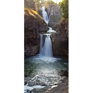 Türtapete Türposter selbstklebend – Wasserfall in den Bergen - 90x205cm und 100x210cm - Fototapete Poster Türfolie Tapete – T00128