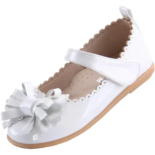 EIGHT KM Kleinkind Mädchen Kleid Schuhe Ballerinas Mary Jane Hochzeit Prinzessin Schuhe EKM7063 Lackleder Schleife Weiß EU Größe 28 - 28 EU