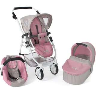 Bayer Chic 2000 Puppenwagen Emotion All In 3in1 Puppenwagen-Set bestehend aus Babywanne, Sportsitz und Autositz, Bärchen, Rosa