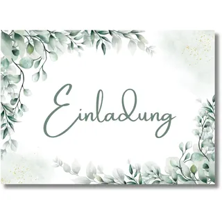 HIDEBLOOM Einladungskarten grün I 12 Stück I DIN A6 (10,5 cm x 14,8 cm) I Geburtstag Babyparty Hochzeit Standesamt I Konfirmation Jugendweihe Taufe Kommunion I Einladungen ohne Text auf Rückseite
