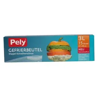 Pely 5133, Gefrierbeutel mit Doppel-Schnellverschluss, 3 Liter, 15 Beutel