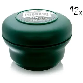 12x PRORASO RASIERSEIFE 150ml TIEGEL MIT EUKALYPTUSÖL UND MENTHOL italien