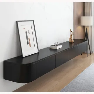 HYANXUE TV-Schrank, hängend, TV-Wandregale mit Tür, Multimedia-Konsole, große Aufbewahrung unter dem Fernseher (schwarz, 140 cm)