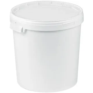 1 x 30 Liter Eimer mit Deckel weiß, stapelbarerer Milch-/Vorratseimer, Honigeimer Kunststoffeimer mit Lebensmittelfreigabe, Lebensmittelechte Behälter, Leereimer für Mehl, Wassereimer, 1 Stück