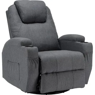 Thanaddo Massagesessel 360° drehbar Stoff 92 x 109 x 92 cm Grau mit Liegefunktion