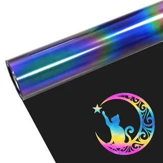 FORBELL Plotterfolie Textil, 30,5cm × 1,5m Reflektierend Regenbogen Transferfolie Textil, Textil Bügeltransferfolie (Reflektierend Regenbogen, 30,5cm×1,5m)